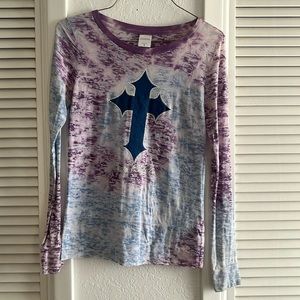 Cowgirl Tuff Longsleeve Tiedye Cross Shirt Size M